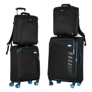 Набір валіз 2E, Trek, (M+S), TSA, 4 колеса, + 2 рюкзаки Cabin (2E-BPET-CABIN-BK), поліестр, чорний (2E-SPE-TREK-SET4-BK) UA