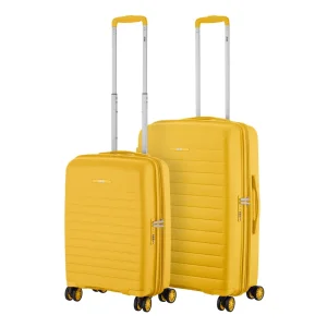 Набір валіз 2E, Aero, поліпропілен, (M+S), TSA, 4 колеса, EXP, бурштиново-жовтий (2E-SPP-AERO-SET2-AY) UA