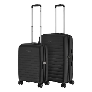 Набір валіз 2E, Aero, поліпропілен, (M+S), TSA, 4 колеса, EXP, чорний (2E-SPP-AERO-SET2-BK) UA