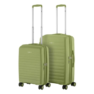 Набір валіз 2E, Aero, поліпропілен, (M+S), TSA, 4 колеса, EXP, оливково-зелений (2E-SPP-AERO-SET2-MG) UA