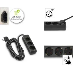 Мережевий подовжувач Hama 3XSchuko 3G*1.5мм 5м Black, 00108843 UA