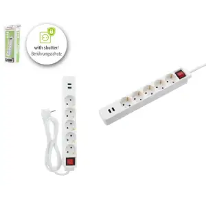 Мережевий подовжувач Hama Jack 5XSocket 2 USB 3.4A*1.5мм ws 1.5м White, 00137350 UA