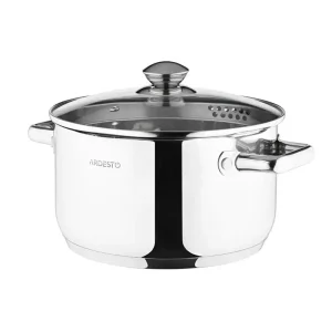 Каструля зі скляною кришкою та зливом Ardesto Gemini Lecco, 4.7л, нержавіюча сталь (AR2847CS) UA