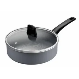 Сотейник Tefal Halo, 24см, з кришкою, алюміній, бакеліт, скло, сірий (C3123253) UA