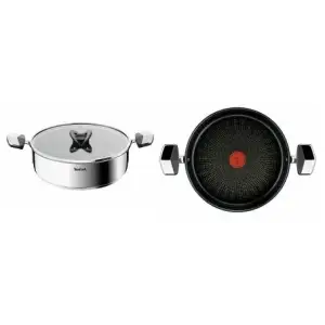 Сотейник Tefal Excellence+, з кришкою, 26см, нержавіюча сталь, скло, бакеліт, чорний (E3337145) UA