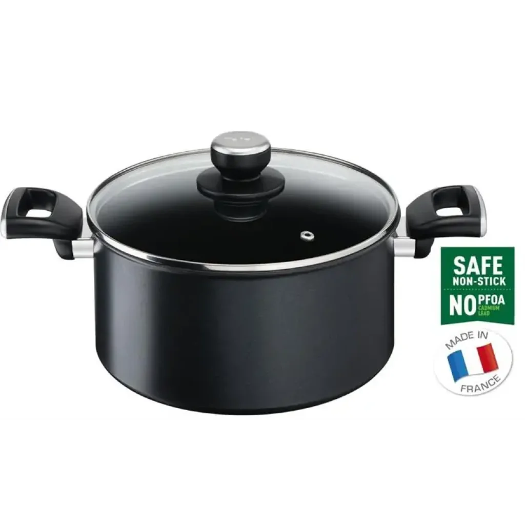 Каструля з кришкою Tefal Unlimited, 24см, 5.3л, алюміній, бакеліт, скло, чорний (G2554672) UA