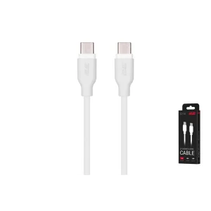Кабель заряджання/синхронізації 2E USB-C > USB-C, 1м, 60Вт, Glow, білий, 2E-CCCC-WH UA