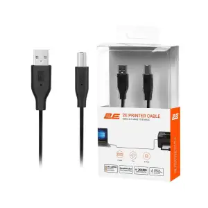 Кабель USB-A > USB-B синхронізації 2E 3м, чорний, 2E-W-3169m3 UA