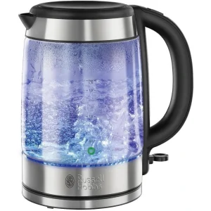 Електрочайник Russell Hobbs Glass, 1.7л, скло, підсвічування, сріблясто-чорний, 21600-57 UA