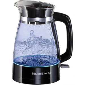 Електрочайник Russell Hobbs Hourglass, 1.7л, скло, підсвічування, чорно-сріблястий, 26080-70 UA