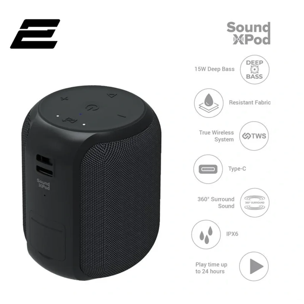 Акустическая система 2E SoundXPod TWS, MP3, Wireless, Waterproof Black, 2E-BSSXPWBK UA