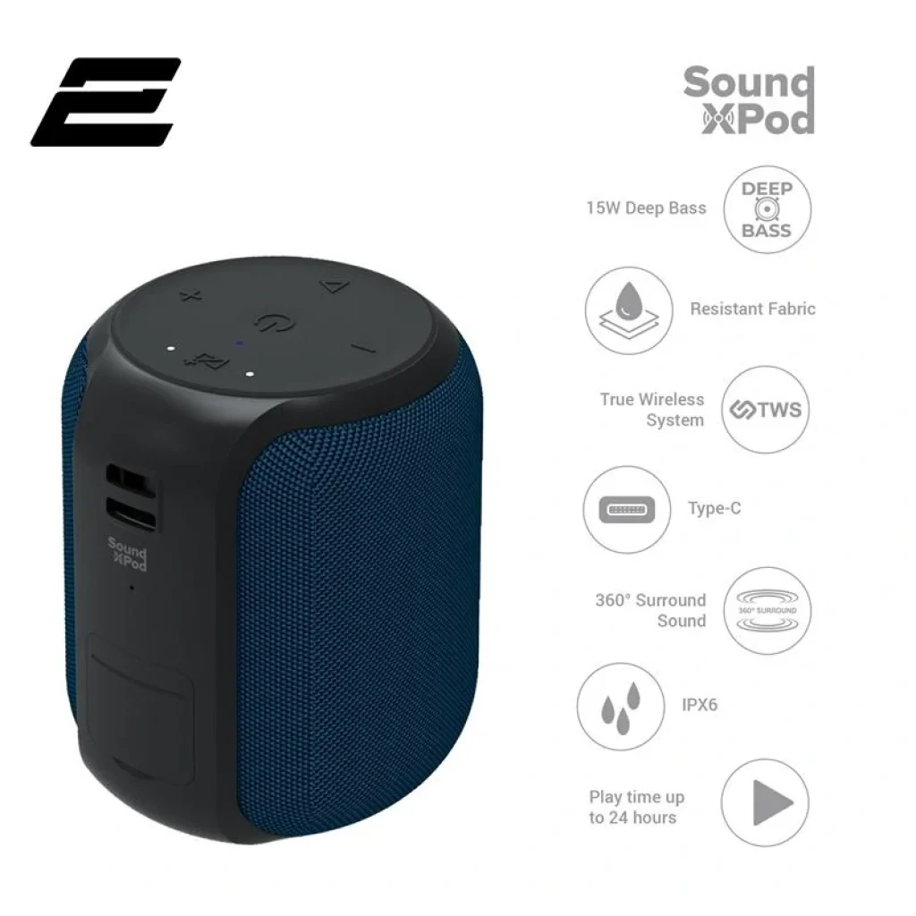 Акустическая система 2E SoundXPod TWS, MP3, Wireless, Waterproof Blue, 2E-BSSXPWBL UA