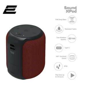 Акустическая система 2E SoundXPod TWS, MP3, Wireless, Waterproof Red, 2E-BSSXPWRD UA