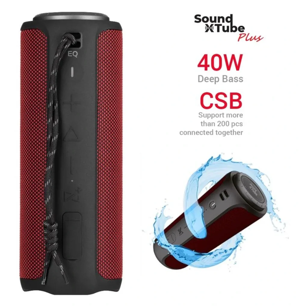 Акустическая система 2E SoundXTube Plus TWS, MP3, Wireless, Waterproof Red, 2E-BSSXTPWRD UA