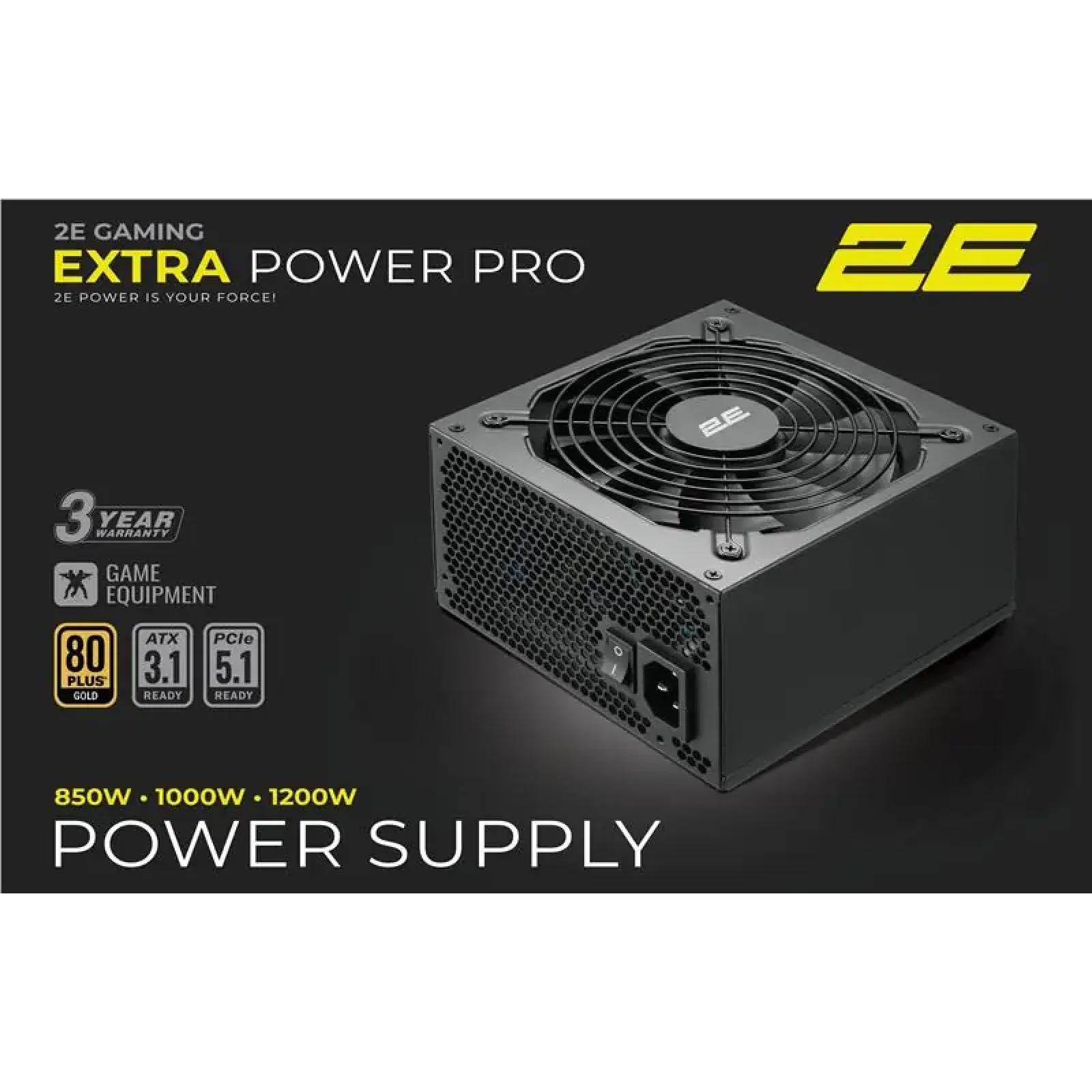 Блок живлення 2E GAMING Extra Power Pro ATX3.1 GEN5.0 (1200W), >90%, 80+ Gold, 140мм, 1xMB 24pin(20+4), 2xCPU 8pin(4+4), 3xMolex, 9xSATA, 6xPCIe 8pin(6+2), 1x (2E-EP1200GMII-140) UA