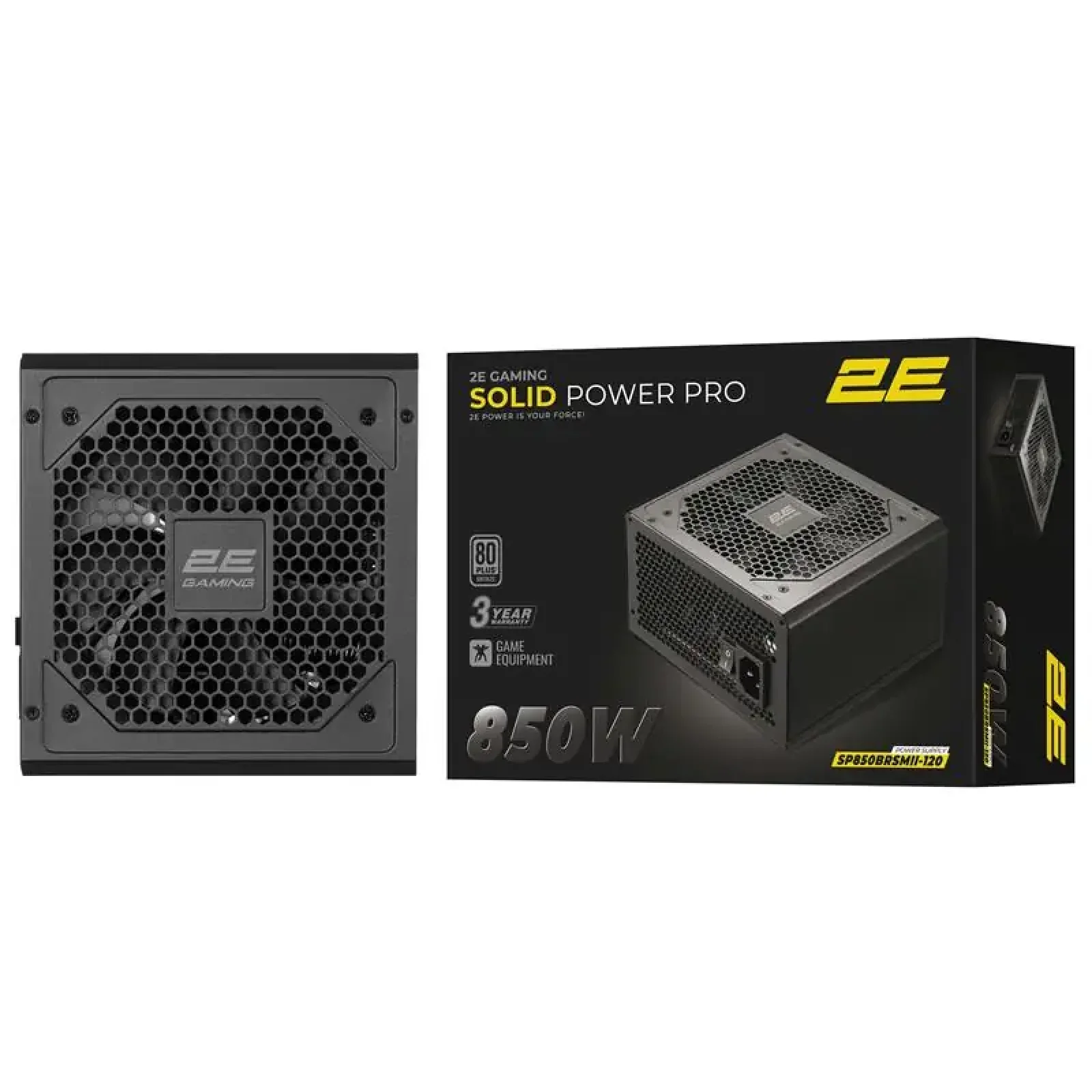 Блок живлення 2E GAMING Solid Power Pro ATX3.1 GEN5.0 (850W), >85%, 80+ Bronze, 120мм, 1xMB 24pin(20+4), 2xCPU 8pin(4+4), 3xMolex, 6xSATA, 4xPCIe 8pin(6+2), 1x (2E-SP850BRSMII-120) UA