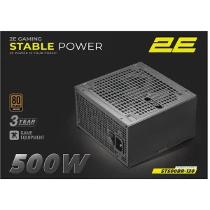 Блок живлення 2E GAMING Stable Power ATX3.1 (500W), >85%, 80+ Bronze, 120мм, 1xMB 24pin(20+4), 2xCPU 8pin(4+4), 3xMolex, 6xSATA, 2xPCIe 8pin(6+2) (2E-ST500BR-120) UA