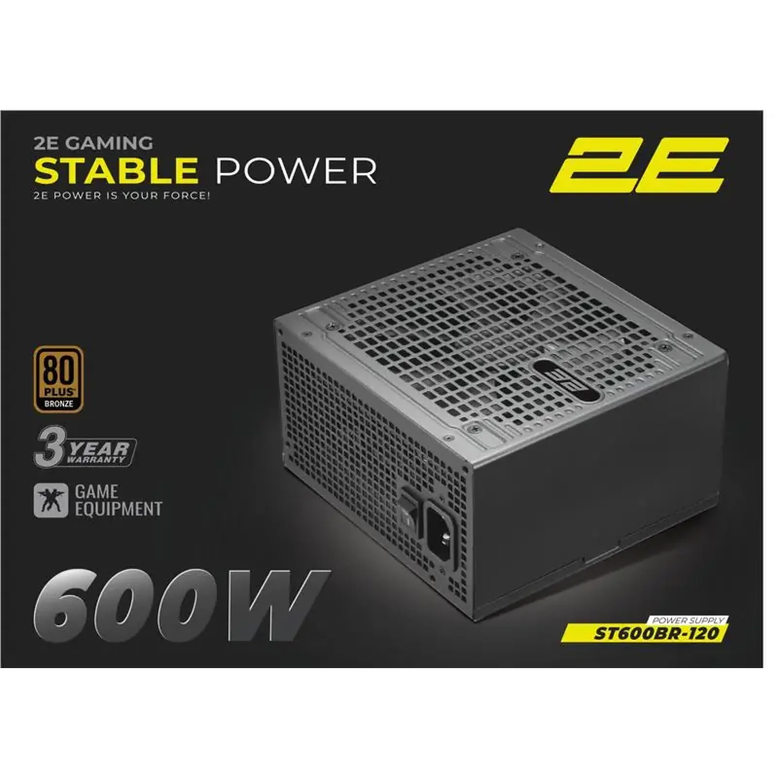 Блок живлення 2E GAMING Stable Power ATX3.1 (600W), >85%, 80+ Bronze, 120мм, 1xMB 24pin(20+4), 2xCPU 8pin(4+4), 3xMolex, 6xSATA, 2xPCIe 8pin(6+2) (2E-ST600BR-120) UA