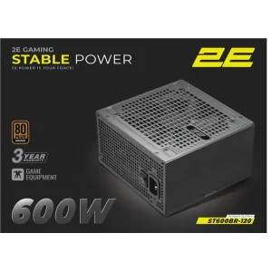 Блок живлення 2E GAMING Stable Power ATX3.1 (600W), >85%, 80+ Bronze, 120мм, 1xMB 24pin(20+4), 2xCPU 8pin(4+4), 3xMolex, 6xSATA, 2xPCIe 8pin(6+2) (2E-ST600BR-120) UA