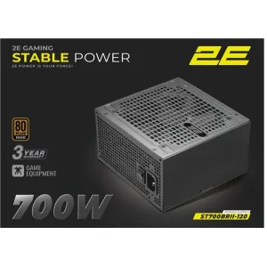 Блок живлення 2E GAMING Stable Power Pro ATX3.1 GEN5.0 (700W), >85%, 80+ Bronze, 120мм, 1xMB 24pin(20+4), 2xCPU 8pin(4+4), 3xMolex, 6xSATA, 4xPCIe 8pin(6+2), 1x (2E-ST700BRII-120) UA