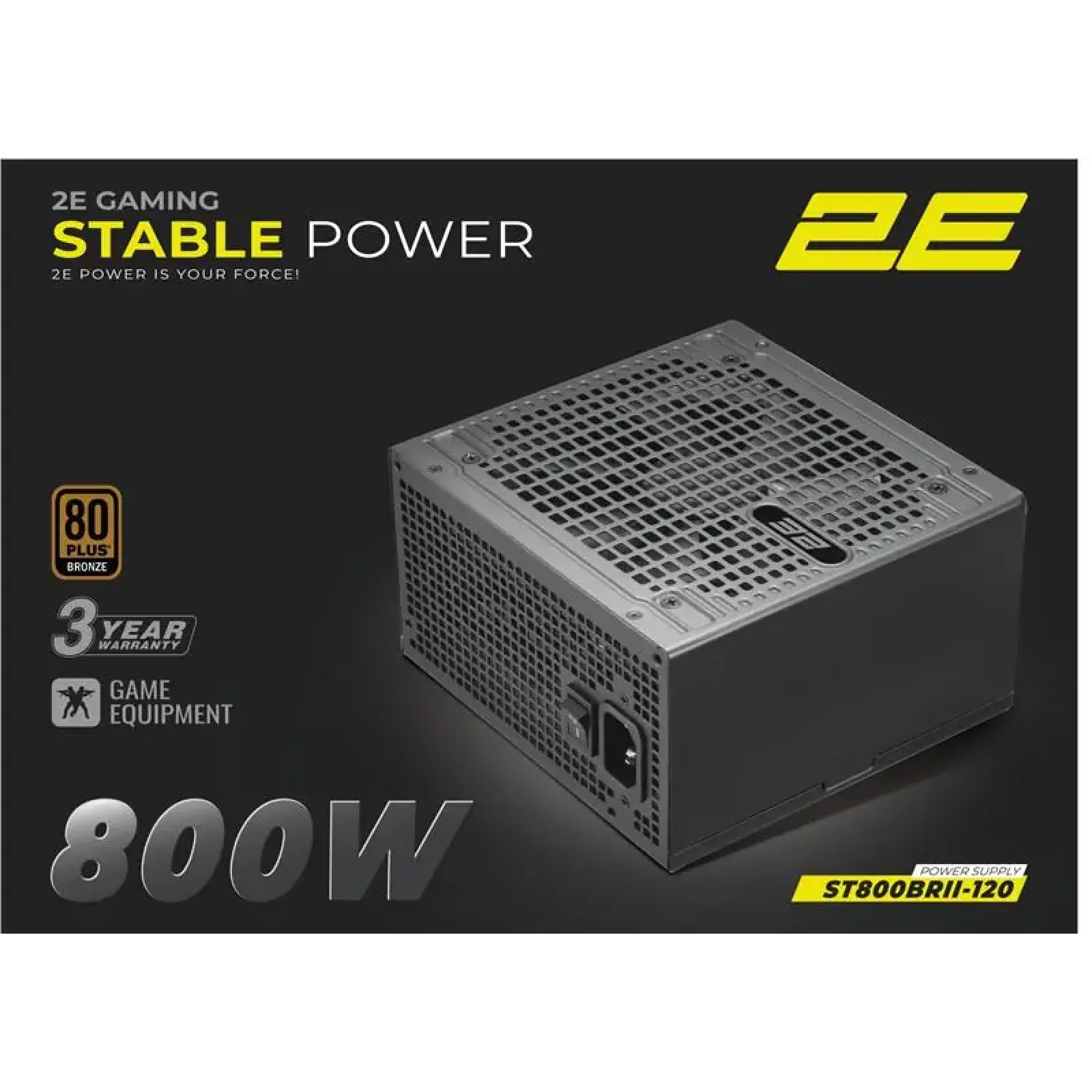 Блок живлення 2E GAMING Stable Power Pro ATX3.1 GEN5.0 (800W), >85%, 80+ Bronze, 120мм, 1xMB 24pin(20+4), 2xCPU 8pin(4+4), 3xMolex, 6xSATA, 4xPCIe 8pin(6+2), 1x (2E-ST800BRII-120) UA