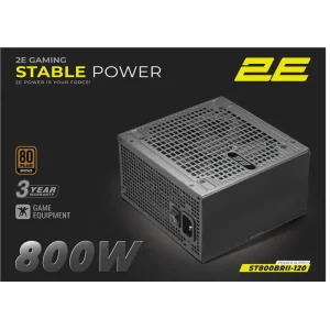 Блок живлення 2E GAMING Stable Power Pro ATX3.1 GEN5.0 (800W), >85%, 80+ Bronze, 120мм, 1xMB 24pin(20+4), 2xCPU 8pin(4+4), 3xMolex, 6xSATA, 4xPCIe 8pin(6+2), 1x (2E-ST800BRII-120) UA