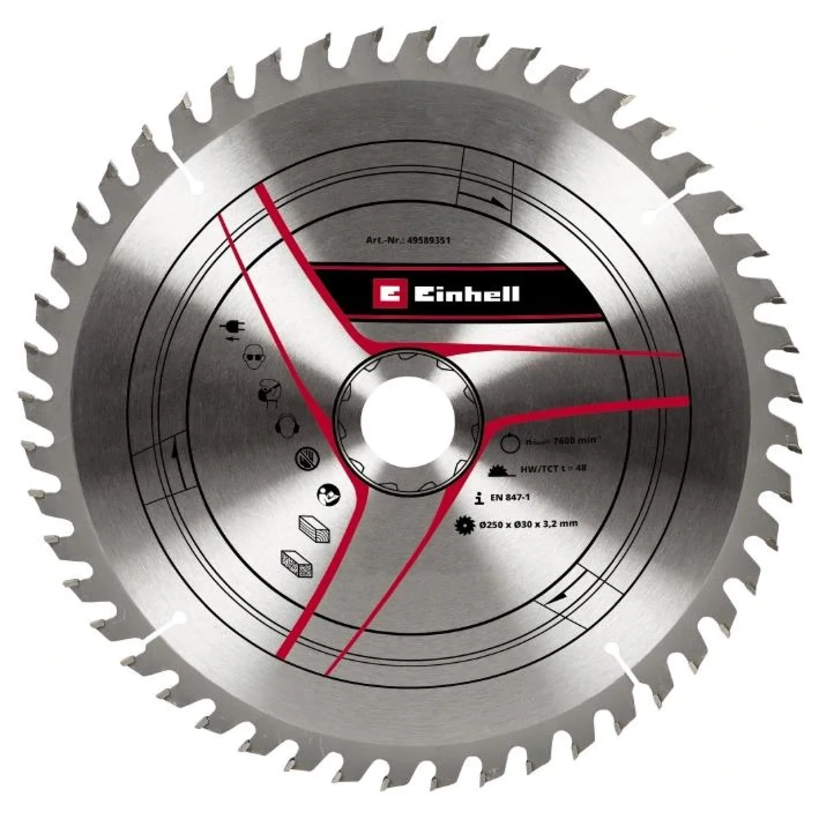 Диск пиляльний TCT KWB для торцевої пилки Einhell, 250х30 мм, 48 зубів, 589351 UA