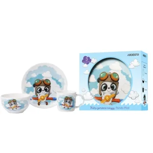 Набір дитячого посуду Ardesto Panda pilot, 3 предмети, порцеляна (AR3451PS) UA