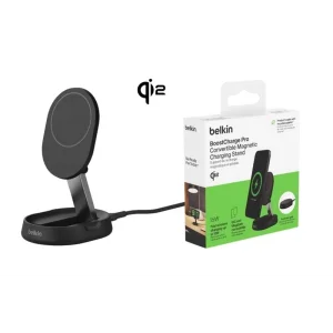Зарядний пристрій бездротовий Belkin 15Вт Magnetic Stand Qi2, чорний, WIA008BTBK UA