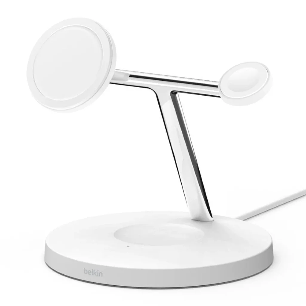 Бездротова зарядка Belkin 3в1 MagSafe iPhone/Watch/AirPods Fast charger, білий, WIZ017VFWH UA