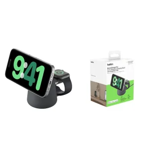 Зарядний пристрій бездротовий Belkin 2в1 MagSafe iPhone/Watch/AirPods, Charcoal Mass, WIZ020VFH36 UA