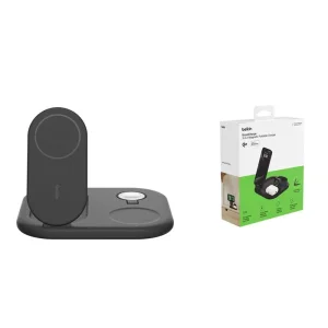 Бездротова зарядка Belkin 3в1 Magnetic Foldable iPhone/Watch/AirPods, Qi2 15Вт, чорний, WIZ029VFBK UA