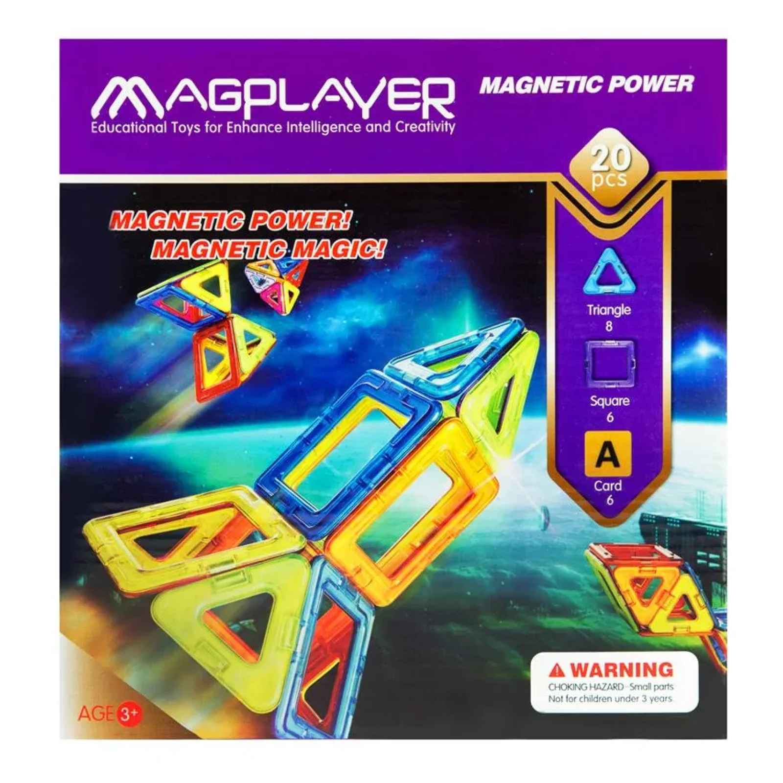 Конструктор Magplayer магнитный набор 20 эл. MPA-20 UA