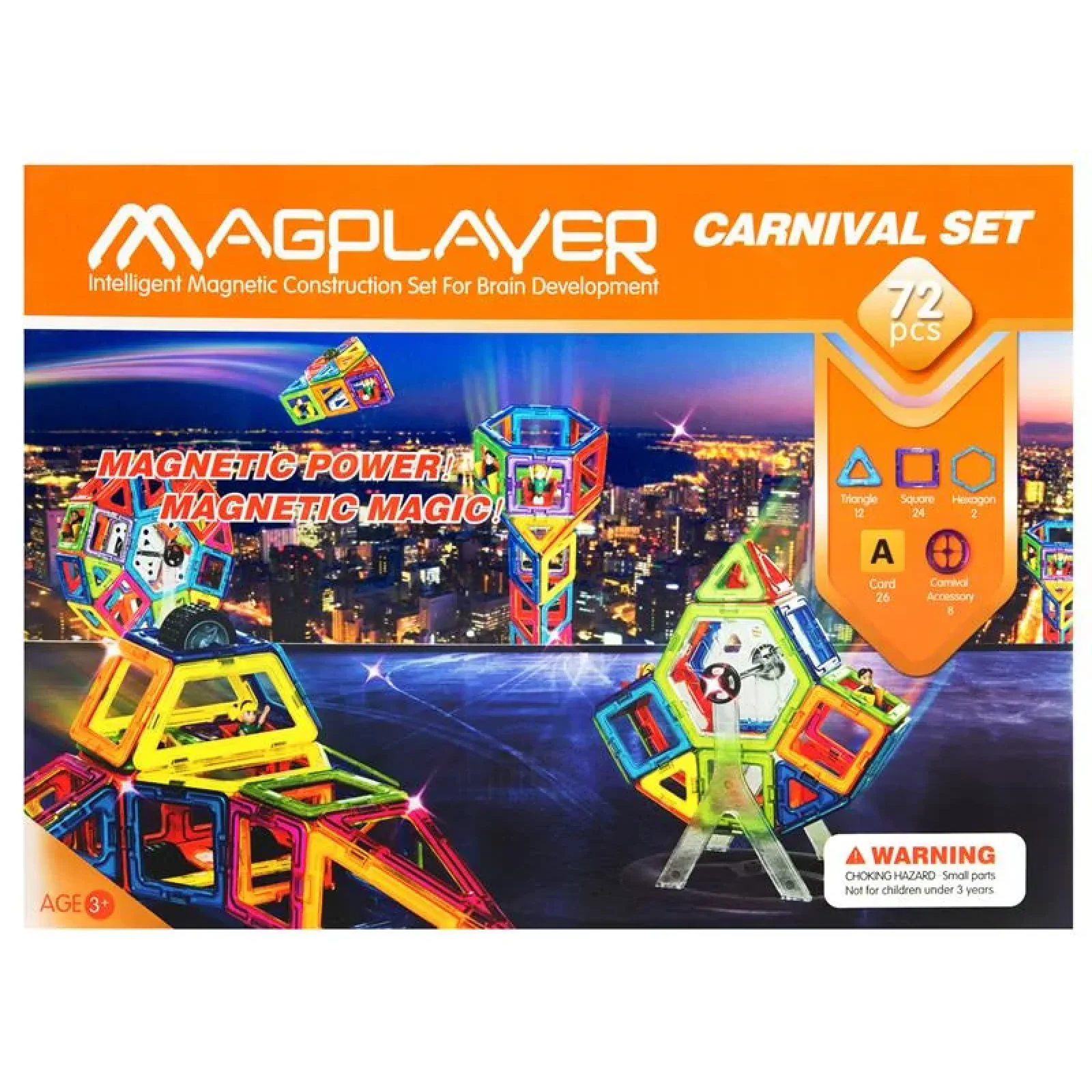 Конструктор Magplayer магнитный набор 72 эл. MPA-72 UA
