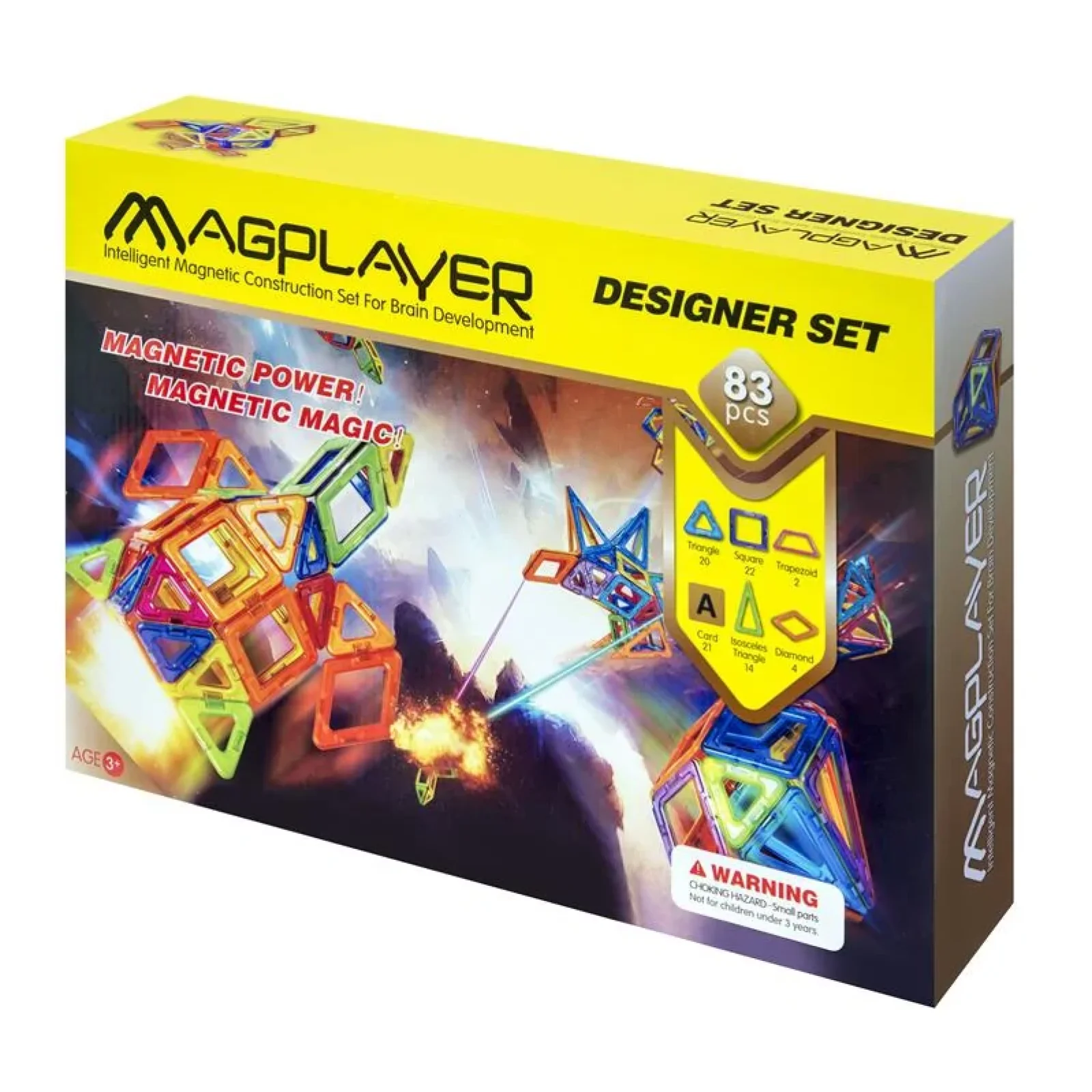 Конструктор Magplayer магнитный набор 83 эл. MPA-83 UA