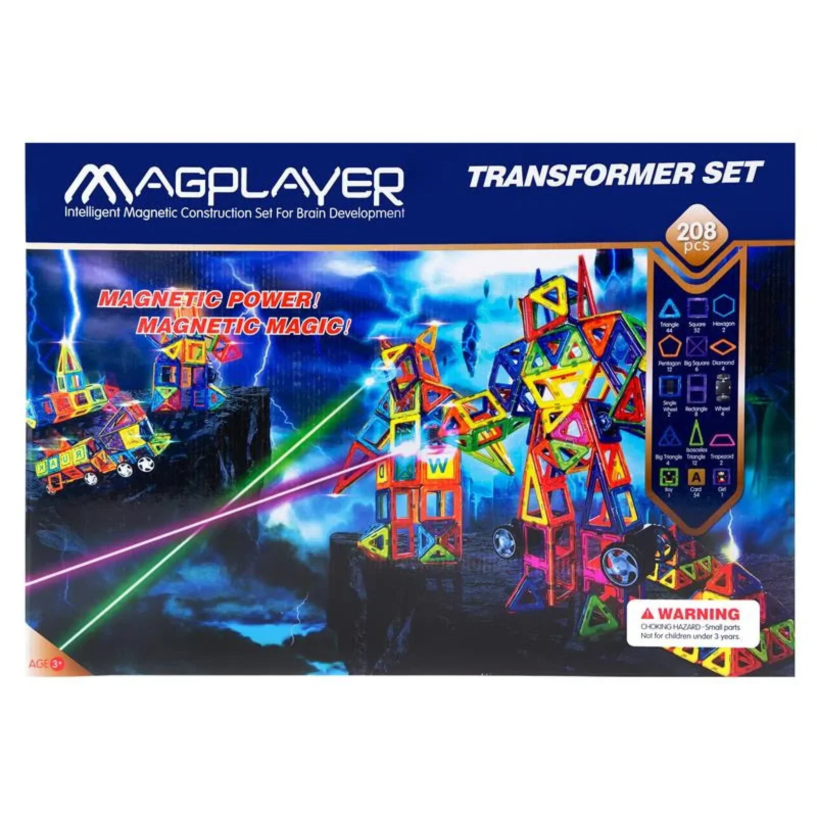 Конструктор Magplayer магнітний набір 208 ел. MPB-208 UA