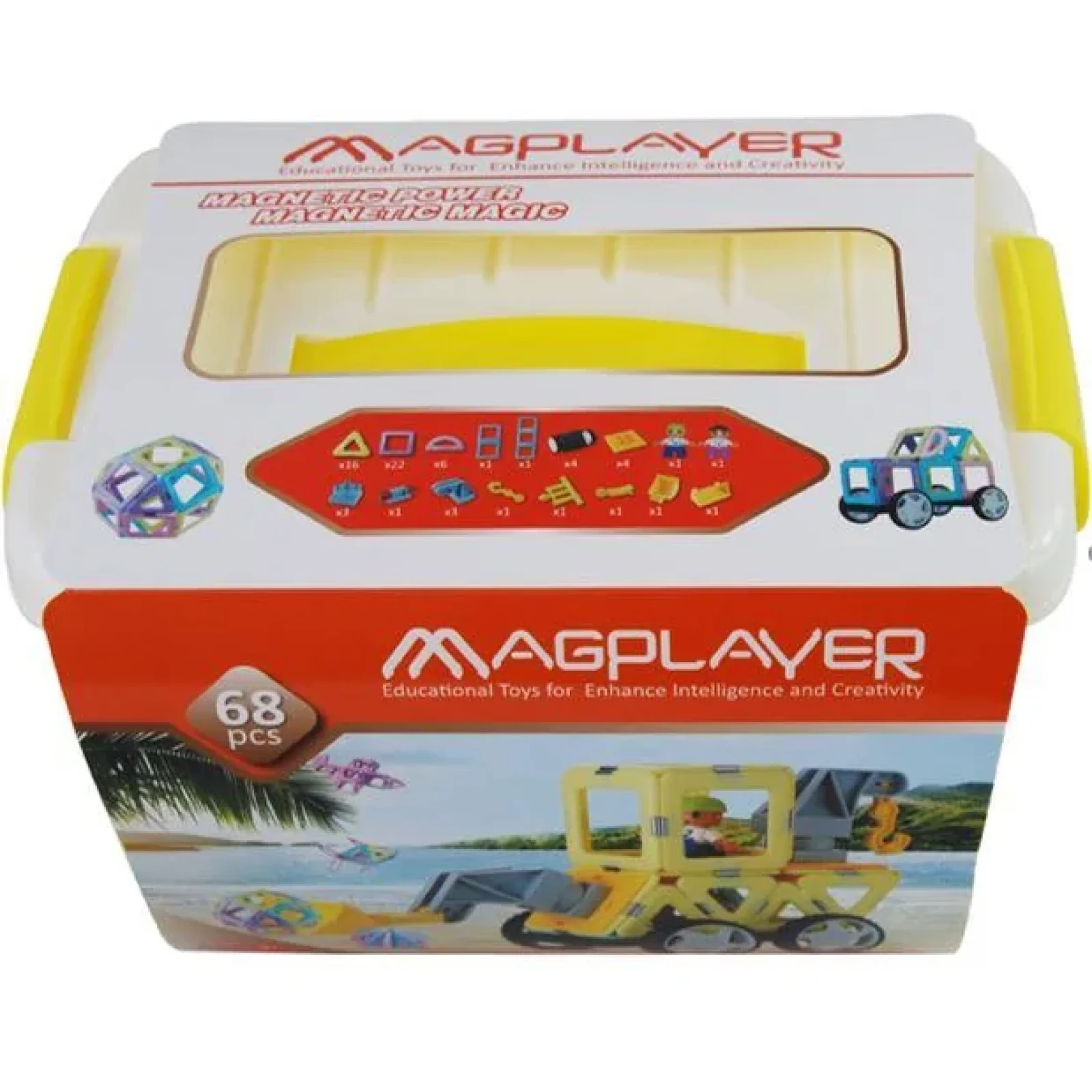Конструктор Magplayer магнітний набір бокс 68 ел. MPT2-68 UA