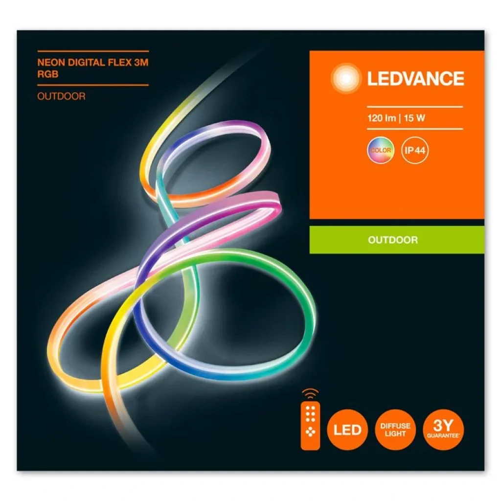 Світлодіодний неон NEON DIGITAL FLEX LEDVANCE 3M 1 Силікон 30000 15,00 120 A ++ / A + / A 160 IP44 15000, 4058075504745 UA