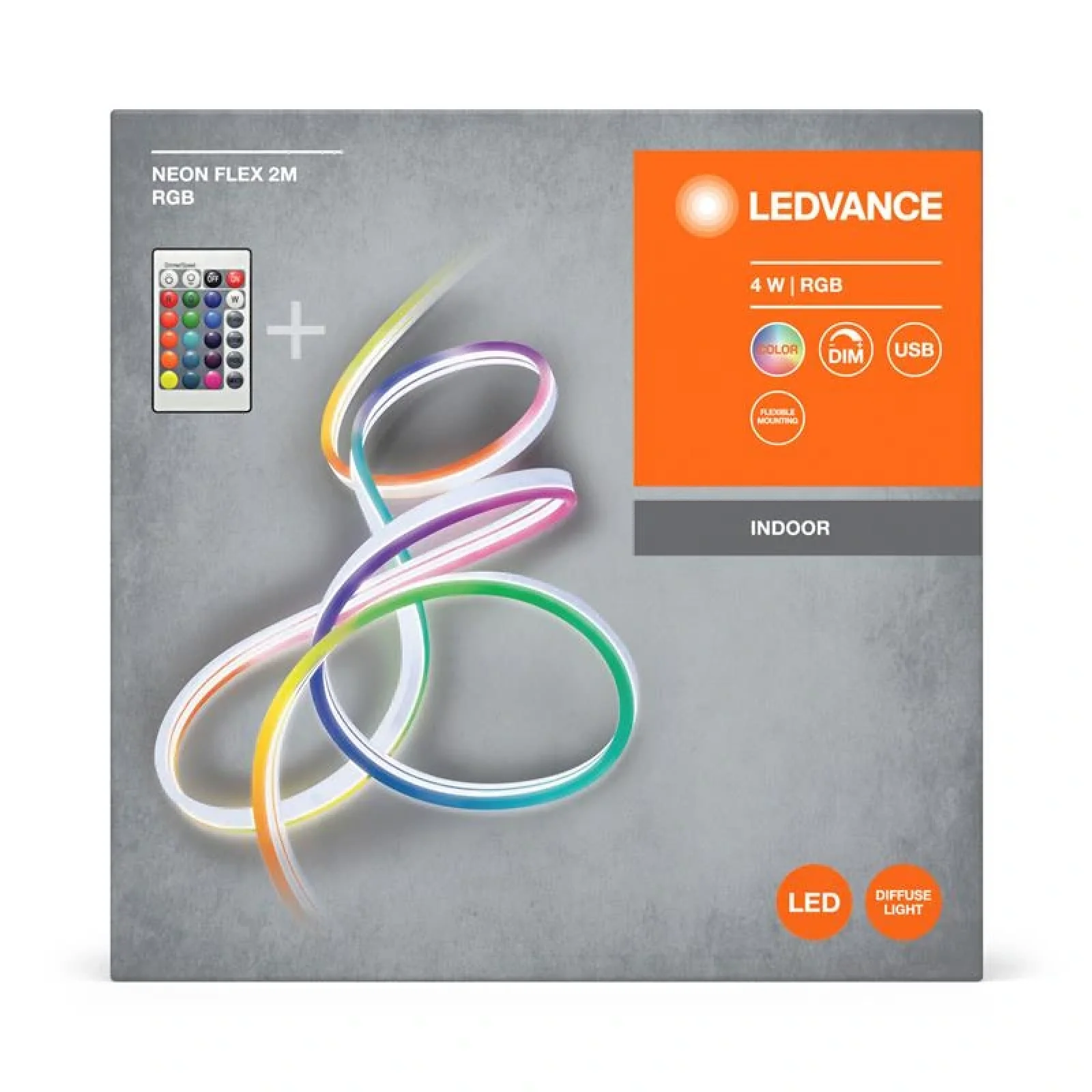 Стрічка світлодіодна LEDVANCE NEON FLEX 4W, 2M RGB USB RC, 4099854095306 UA
