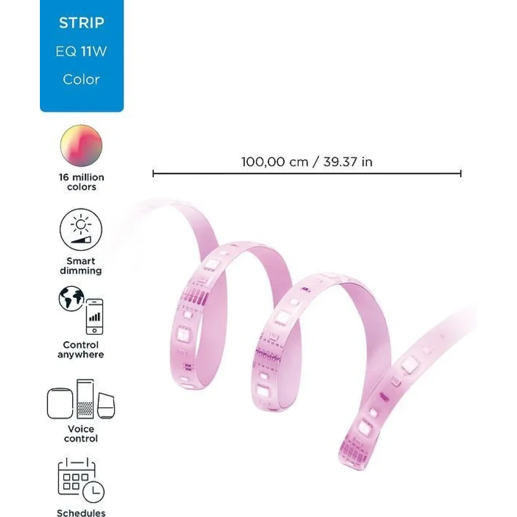 Подовжувач для стрічки 929002524801 WiZ LEDStrip, 800Lm, 2700-6500k, RGB, 1 метр, Wi-Fi, 929002532101 UA