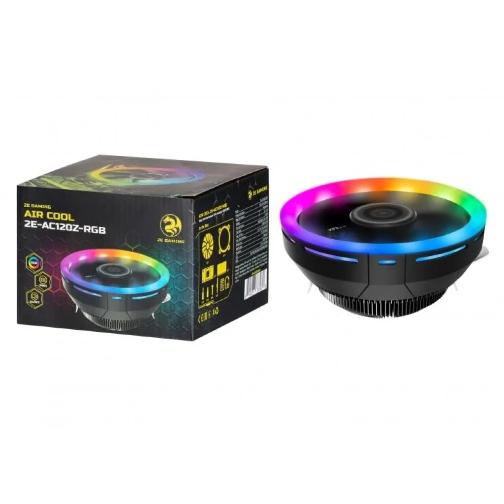 Процесорний кулер 2E GAMING AIR COOL (AC120Z) RGB, 775,115X,1366, FM1,FM2, AM2,AM2+, AM3,AM3+,AM4, 120мм, 2510-4pin, TDP 95W, 2E-AC120Z-RGB UA