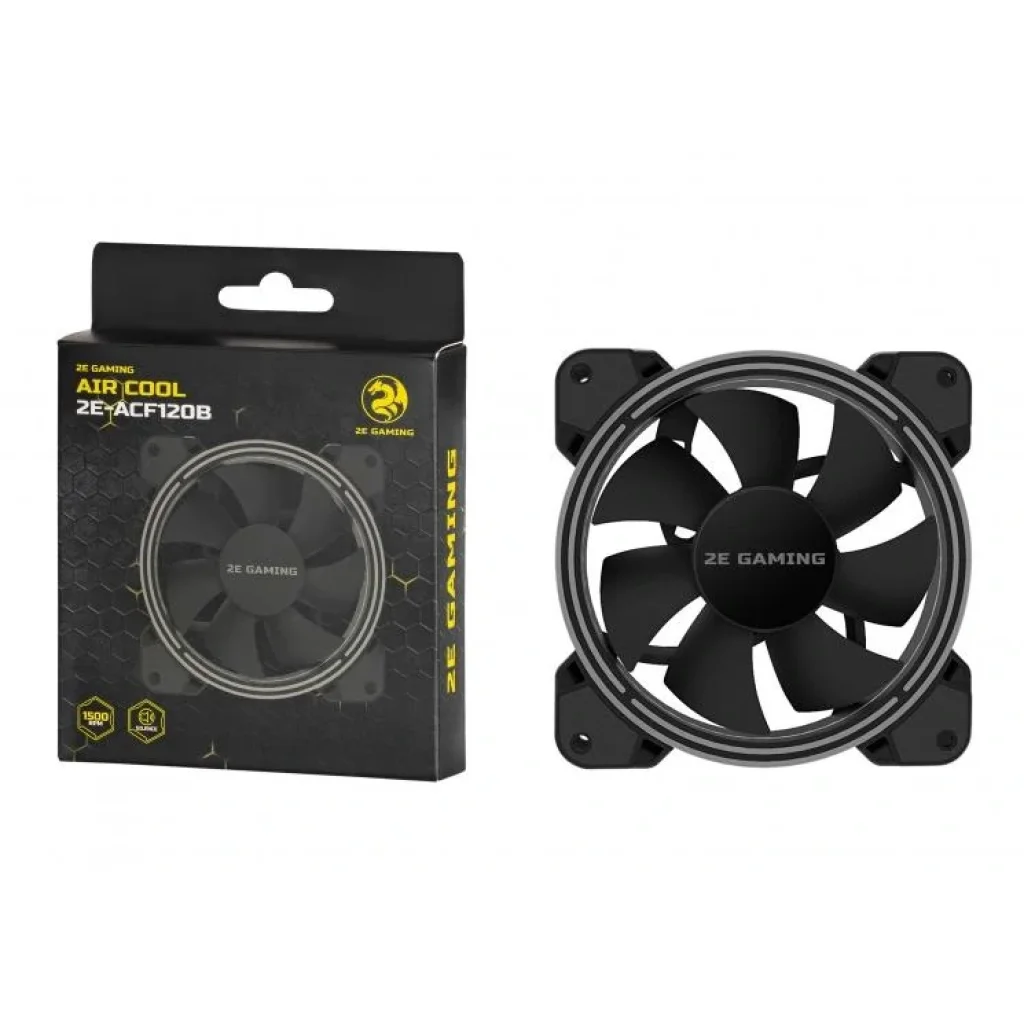 Корпусний вентилятор 2E GAMING AIR COOL (ACF120B), 120мм, Molex 4pin +2510-3pin, чорні лопаті, чорна рамка, 2E-ACF120B UA