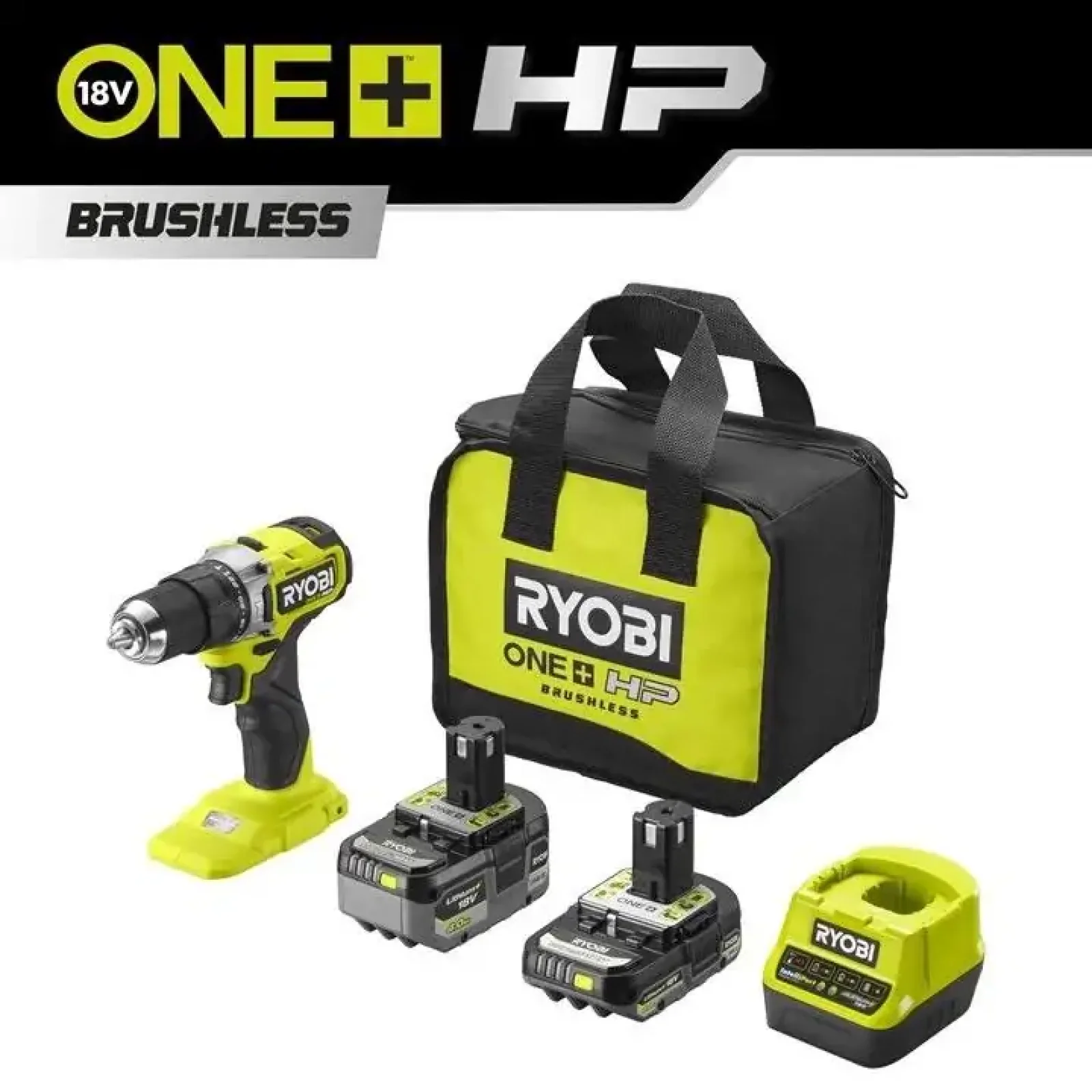 Шурупокрут-дриль ударний акумуляторний Ryobi ONE+ HP RPD18C-242S 18В 1х2А·год 1х4А·год ЗП 54Нм 450·1700об·хв 1кг сумка (5133004983) UA