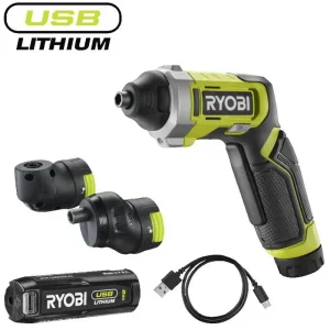 Викрутка акумуляторна Ryobi USB Lithium RSD4-120TA2 4В 1х2А·год 5Нм 200об·хв 2 насадки 10 біт 0.31кг кейс (5133006211) UA