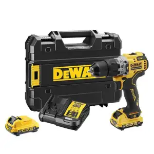 Дриль-шурупокрут ударний DeWalt XR Li-Ion 12В акб 2х2А·год 57.5Нм 425-1500об/хв патрон 10мм кейс 0.96кг (DCD706D2) UA