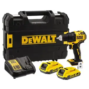 Дриль-шурупокрут DeWalt XR Li-Ion 18В акб 2х2А·год 65Нм 450-1650об/хв патрон 13мм кейс додаткова рукоятка 1.1кг (DCD708D2T) UA