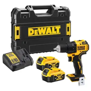 Шурупокрут-дриль акумуляторний DeWALT XR Li-Ion 18В 2х5А·год 65Нм 0-450·0-1650об/хв кейс ЗП 1.1кг (DCD708P2T) UA