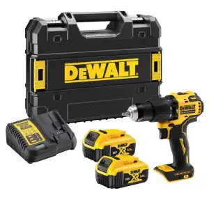 Шурупокрут-дриль ударний акумуляторний DeWALT XR Li-Ion 18В 2х5А·год 65Нм 0-450·0-1650об/хв кейс ЗП 1.2кг (DCD709P2T) UA