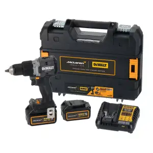Шурупокрут-дриль ударний акумуляторний DeWALT McLaren F1 TEAM LIMITED EDITION 18В 2х5А·год 90Нм 0-450·0-1650об/хв кейс ЗП 1.34кг (DCD85MP2T) UA