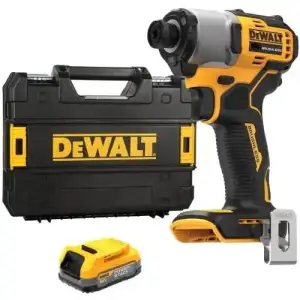 Шурупокрут ударний акумуляторний DeWalt XR Li-Ion PowerStack 18В 1х1.7А·год 192Нм 3200об/хв 4200уд/хв кейс 0.88кг без ЗП (DCF840E1T) UA